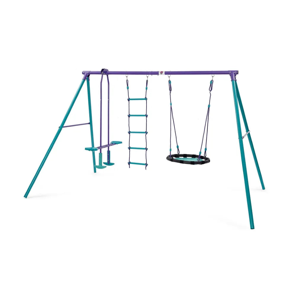Plum® Metal Multiplay Swing Set – Multi-Activity Outdoor Play for Kids | Durable Steel Frame - Naivri