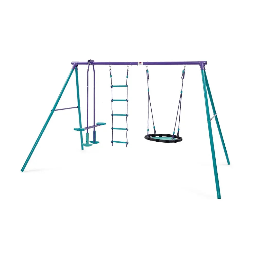 Plum® Metal Multiplay Swing Set – Multi-Activity Outdoor Play for Kids | Durable Steel Frame - Naivri