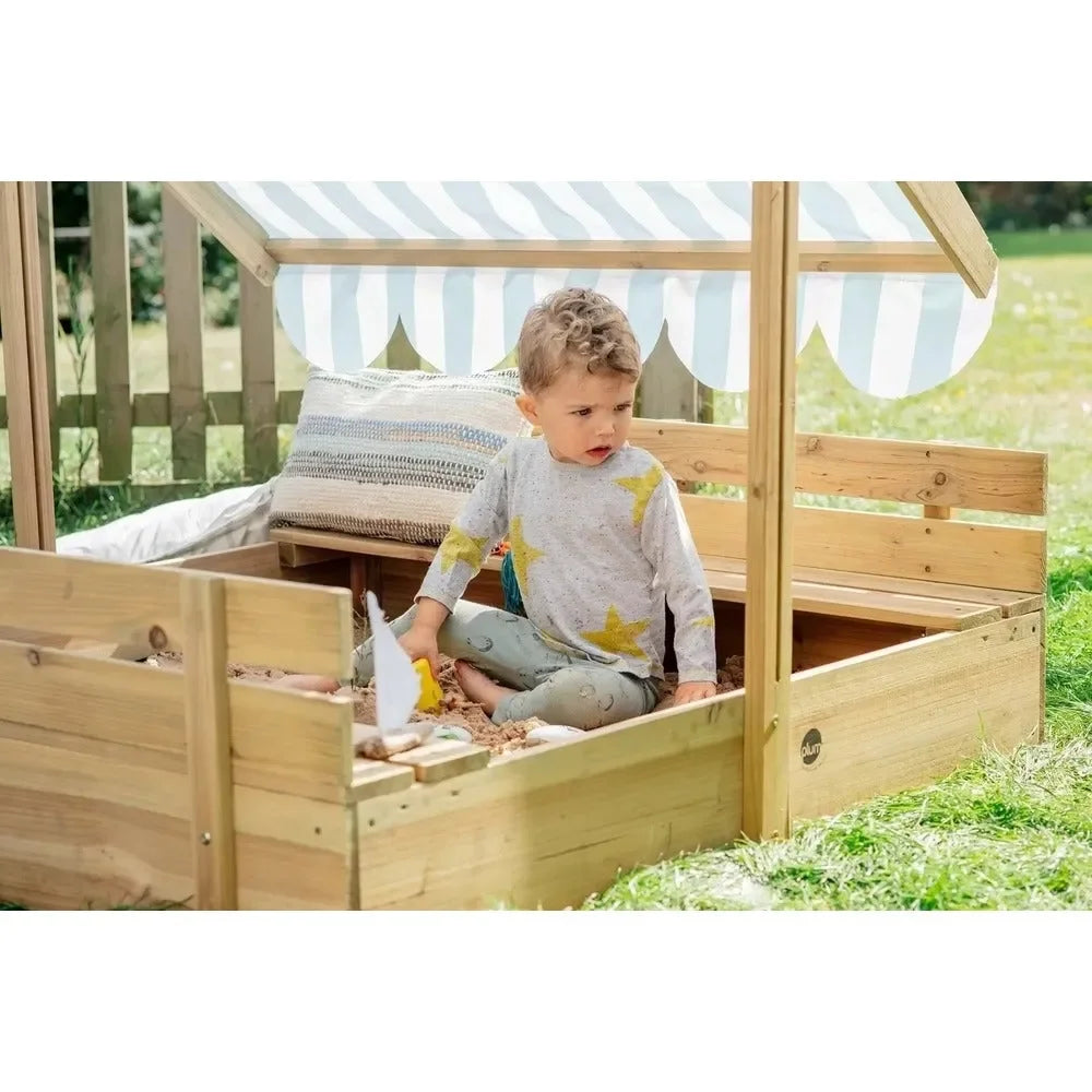 Plum Wooden Sandpit with Canopy - Naivri