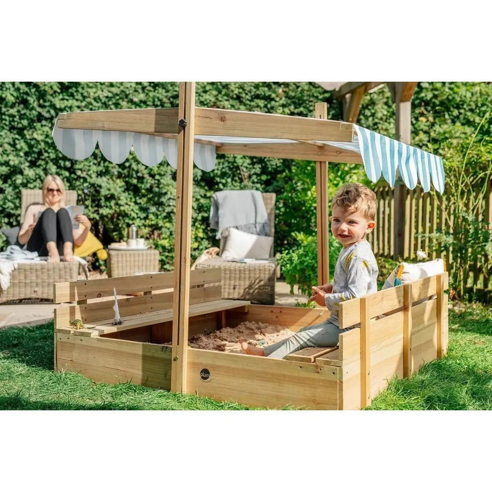 Plum Wooden Sandpit with Canopy - Naivri