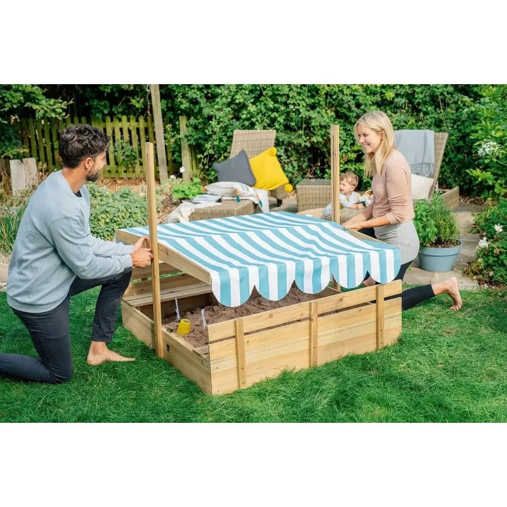 Plum Wooden Sandpit with Canopy - Naivri