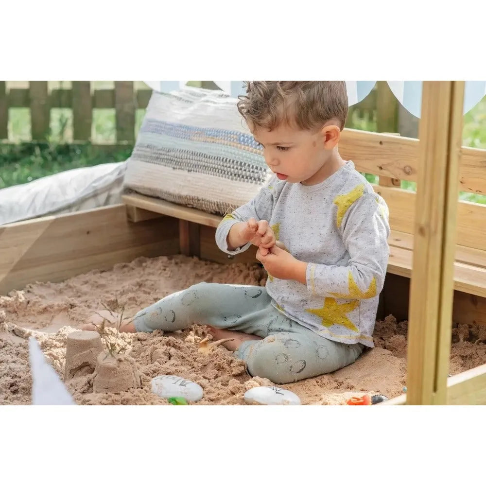 Plum Wooden Sandpit with Canopy - Naivri