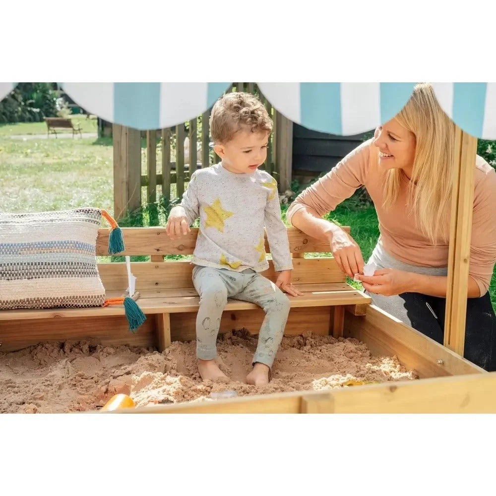 Plum Wooden Sandpit with Canopy - Naivri