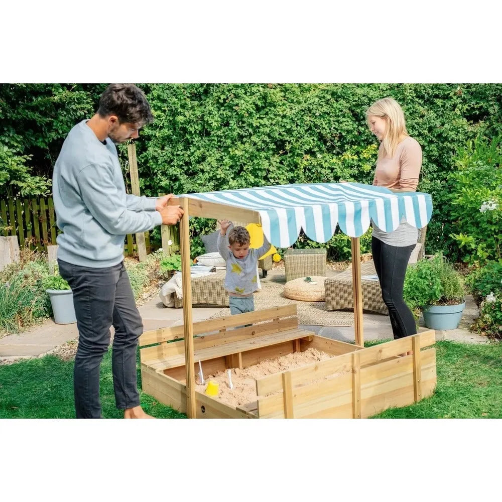 Plum Wooden Sandpit with Canopy - Naivri