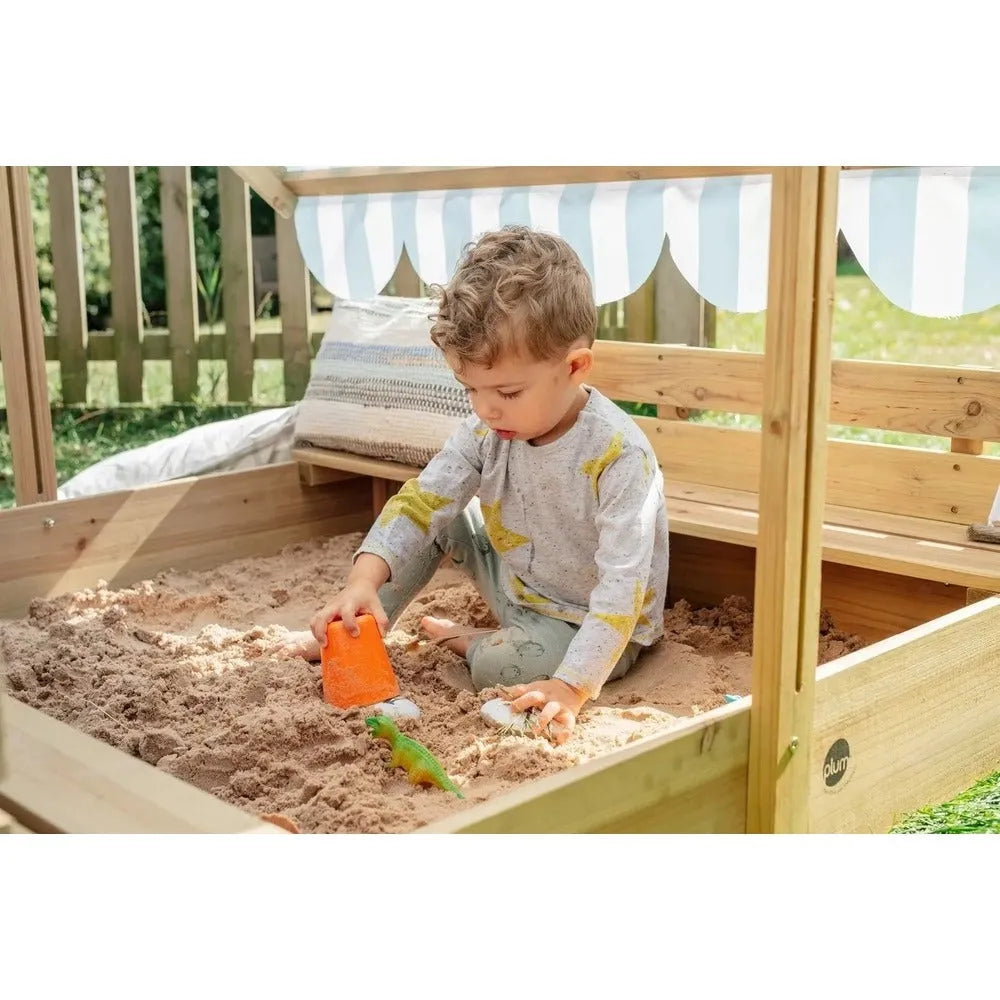 Plum Wooden Sandpit with Canopy - Naivri