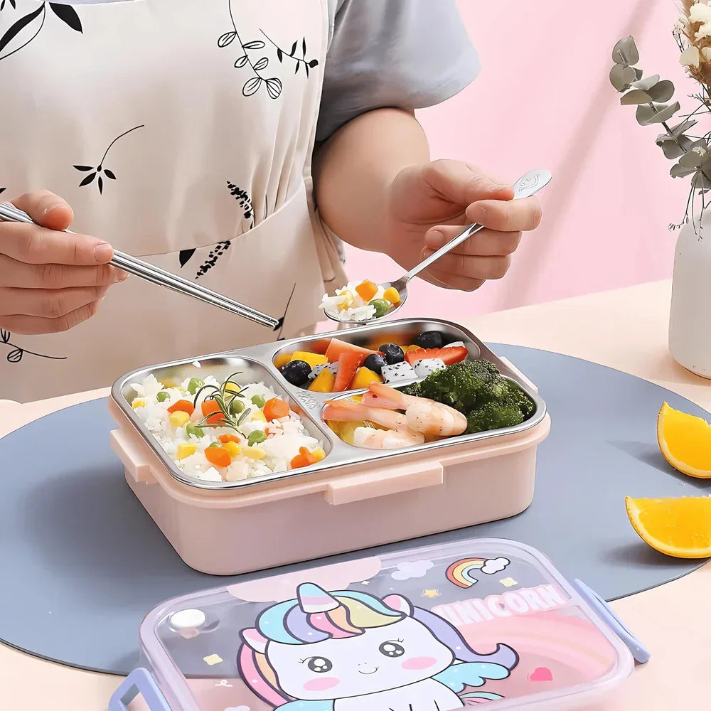 Premium Stainless Steel Lunch Box – Dinosaur & Unicorn Design for Kids - Naivri