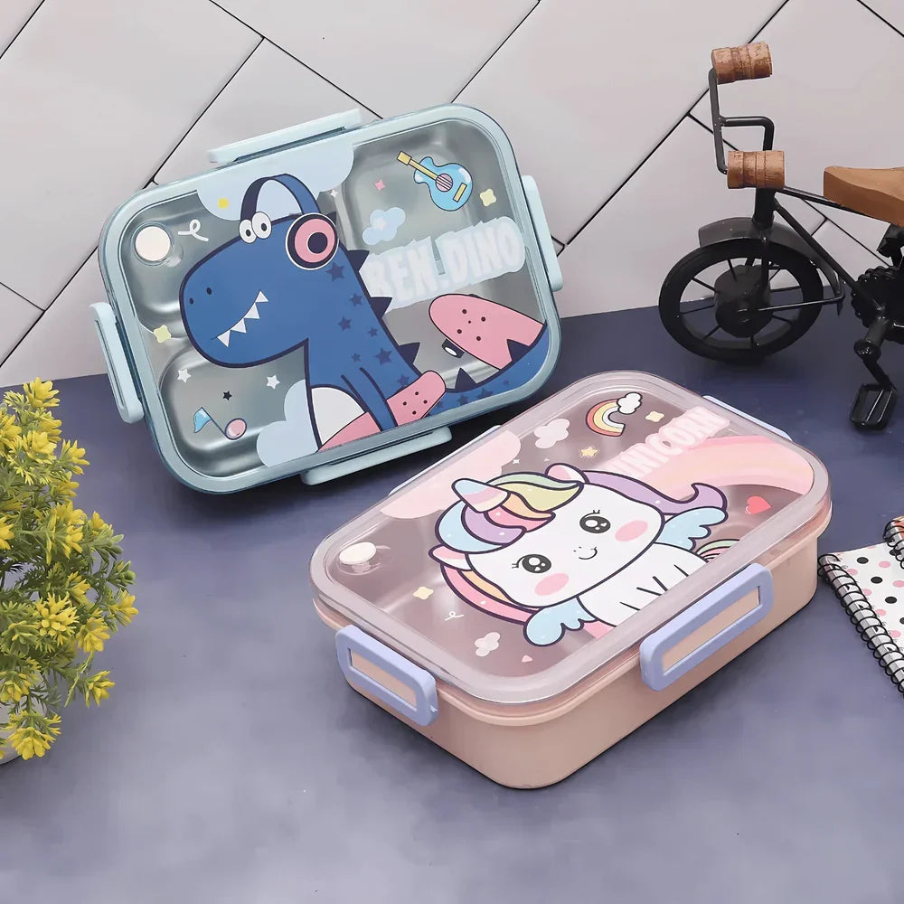 Premium Stainless Steel Lunch Box – Dinosaur & Unicorn Design for Kids - Naivri