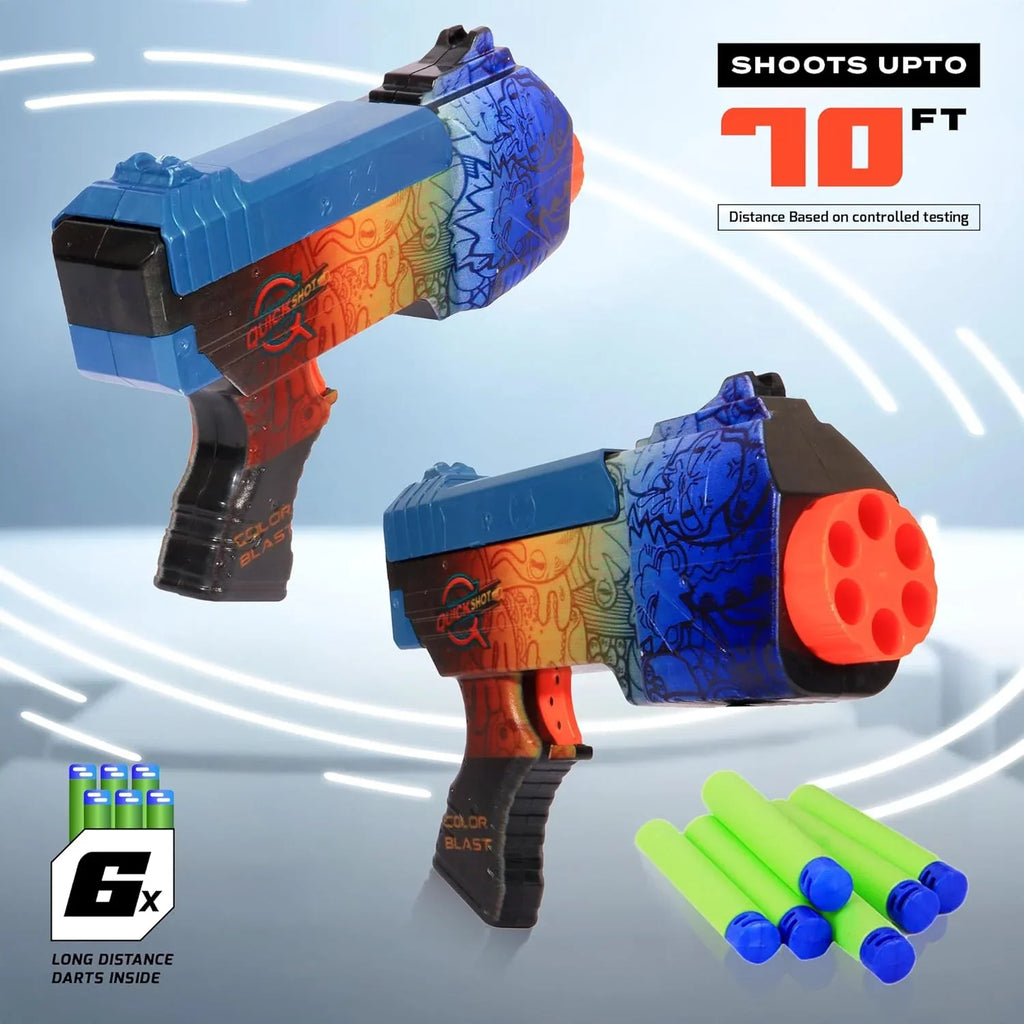Quickshot Aqua Foam Dart Blaster – 70 Ft Range Action Toy Gun for Kids 8+ - Naivri