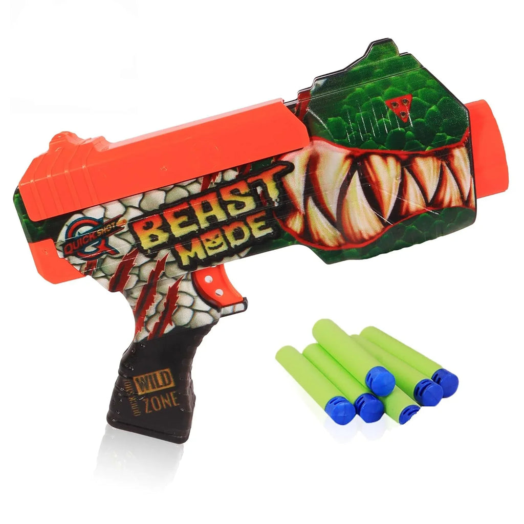 Quickshot Beast Foam Dart Blaster – 70 Ft Range Action Toy Gun for Kids 8+ - Naivri