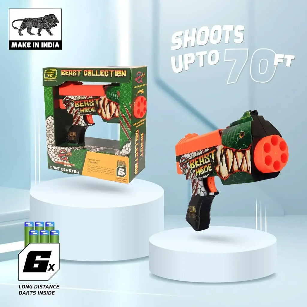 Quickshot Beast Foam Dart Blaster – 70 Ft Range Action Toy Gun for Kids 8+ - Naivri