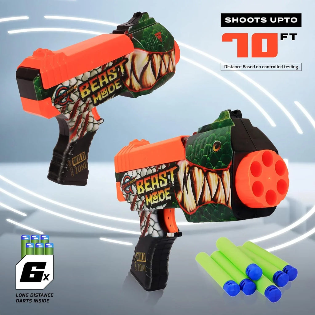 Quickshot Beast Foam Dart Blaster – 70 Ft Range Action Toy Gun for Kids 8+ - Naivri