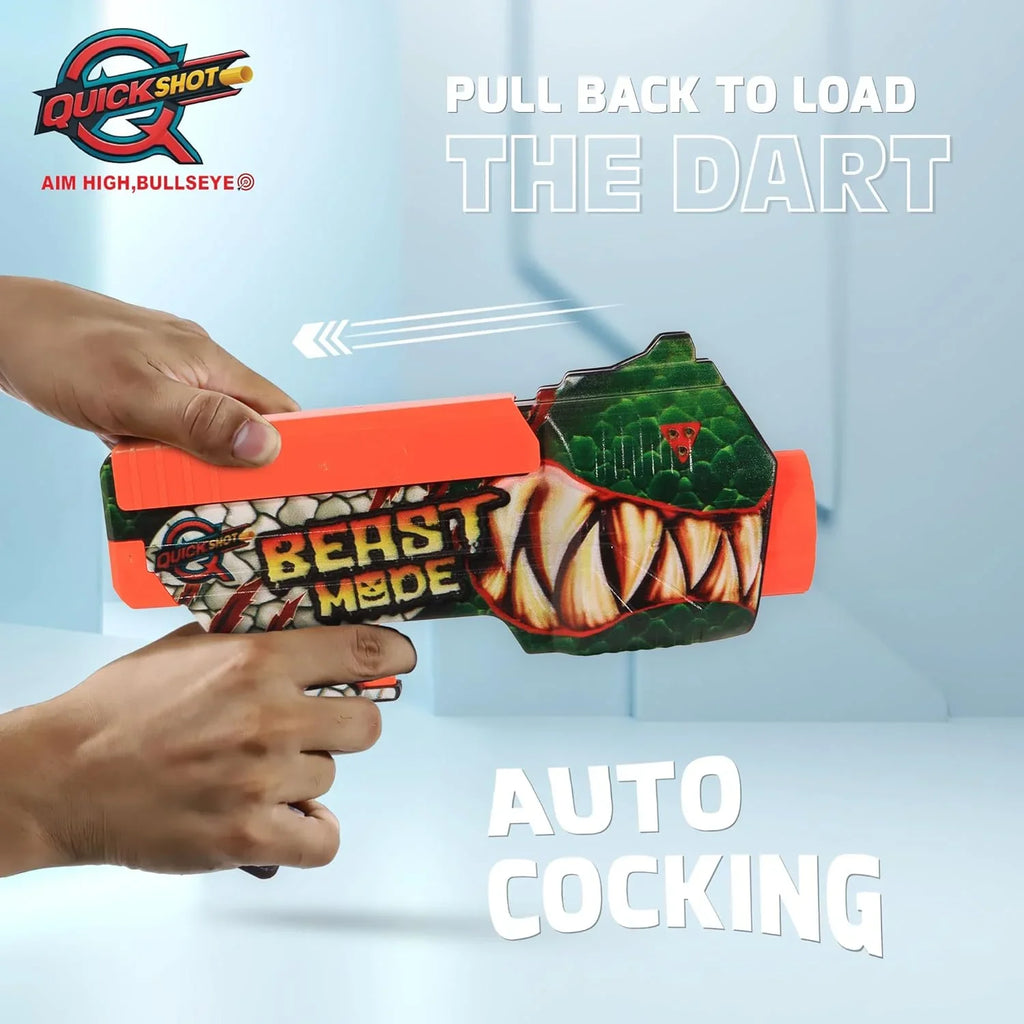 Quickshot Beast Foam Dart Blaster – 70 Ft Range Action Toy Gun for Kids 8+ - Naivri