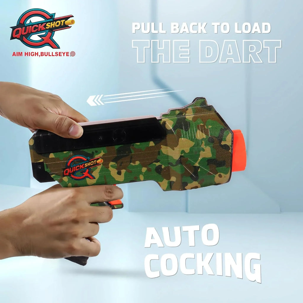 Quickshot Camouflage Dart Blaster – Long-Range Foam Gun for Kids 8+ - Naivri