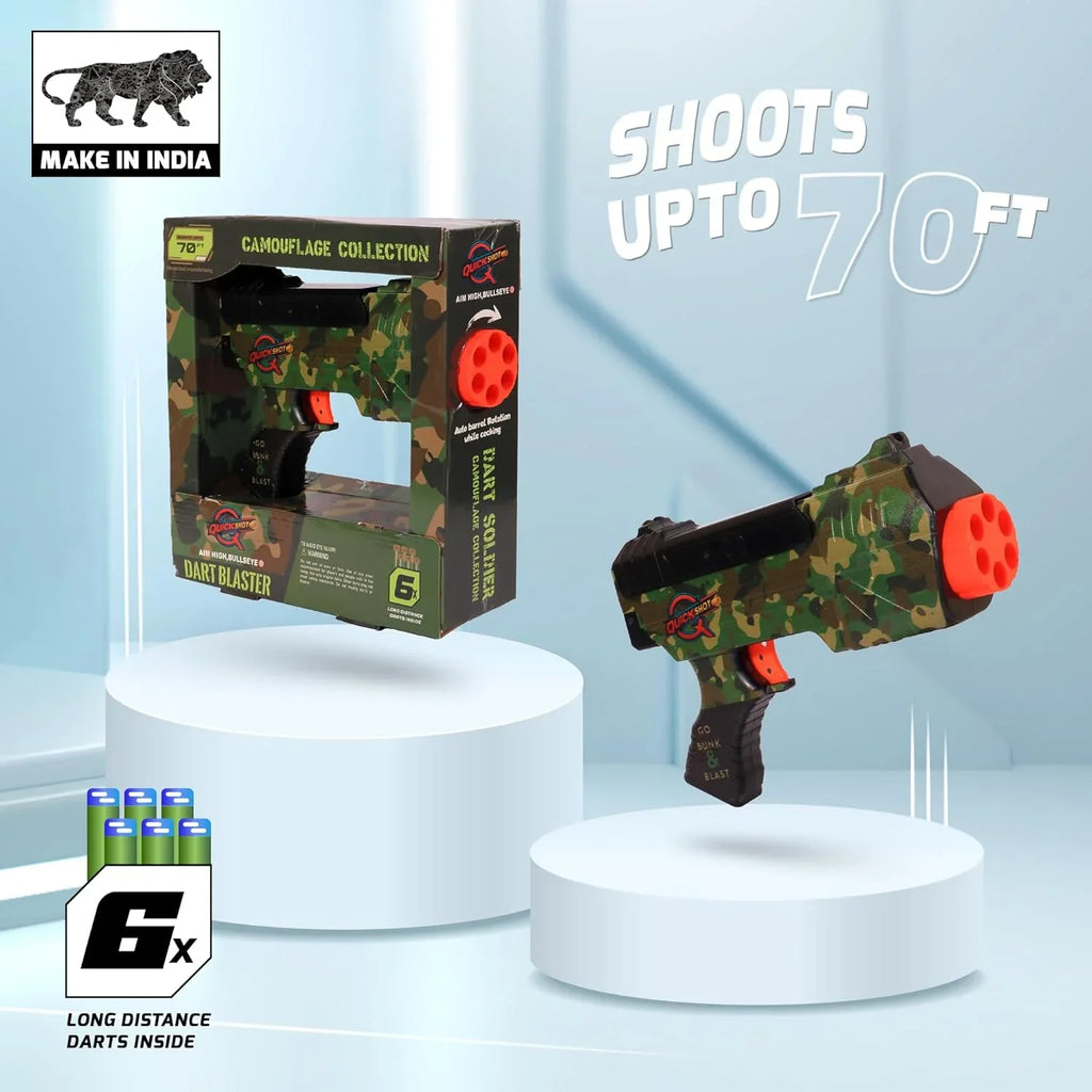 Quickshot Camouflage Dart Blaster – Long-Range Foam Gun for Kids 8+ - Naivri