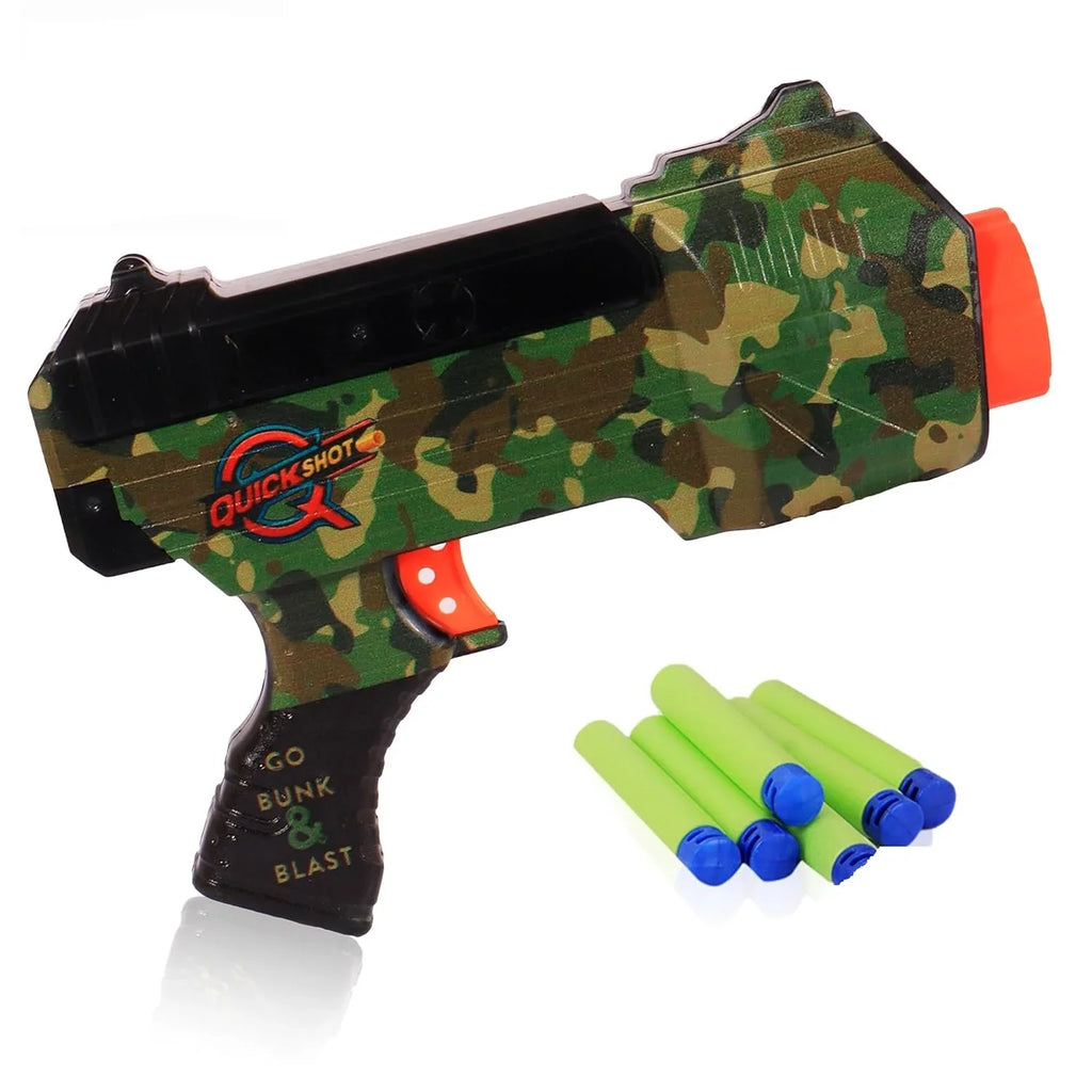Quickshot Camouflage Dart Blaster – Long-Range Foam Gun for Kids 8+ - Naivri