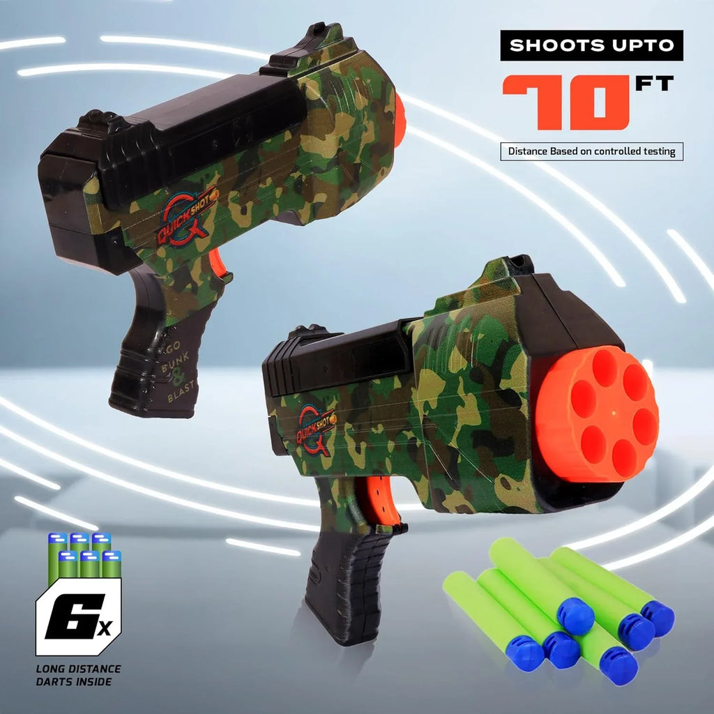Quickshot Camouflage Dart Blaster – Long-Range Foam Gun for Kids 8+ - Naivri