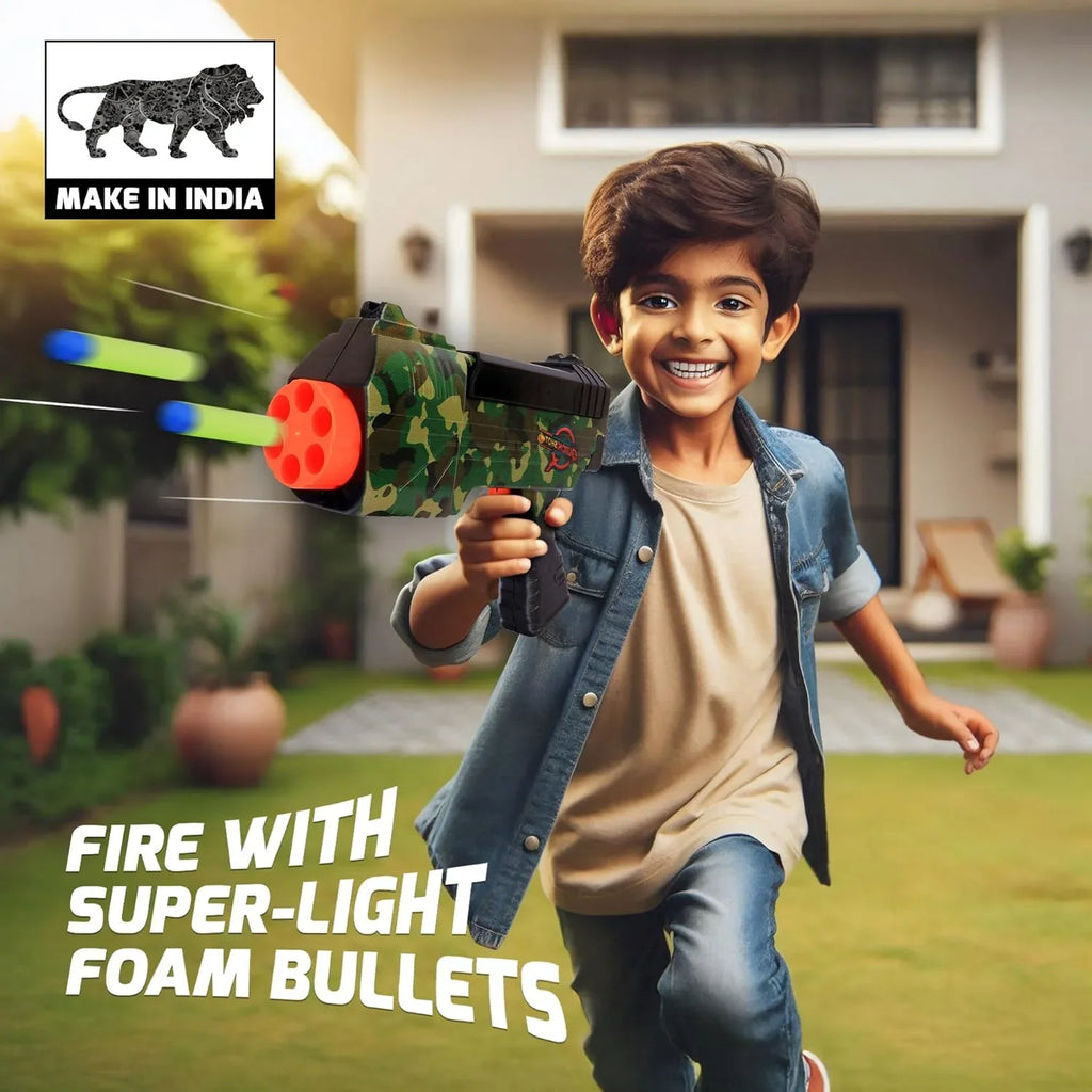 Quickshot Camouflage Dart Blaster – Long-Range Foam Gun for Kids 8+ - Naivri