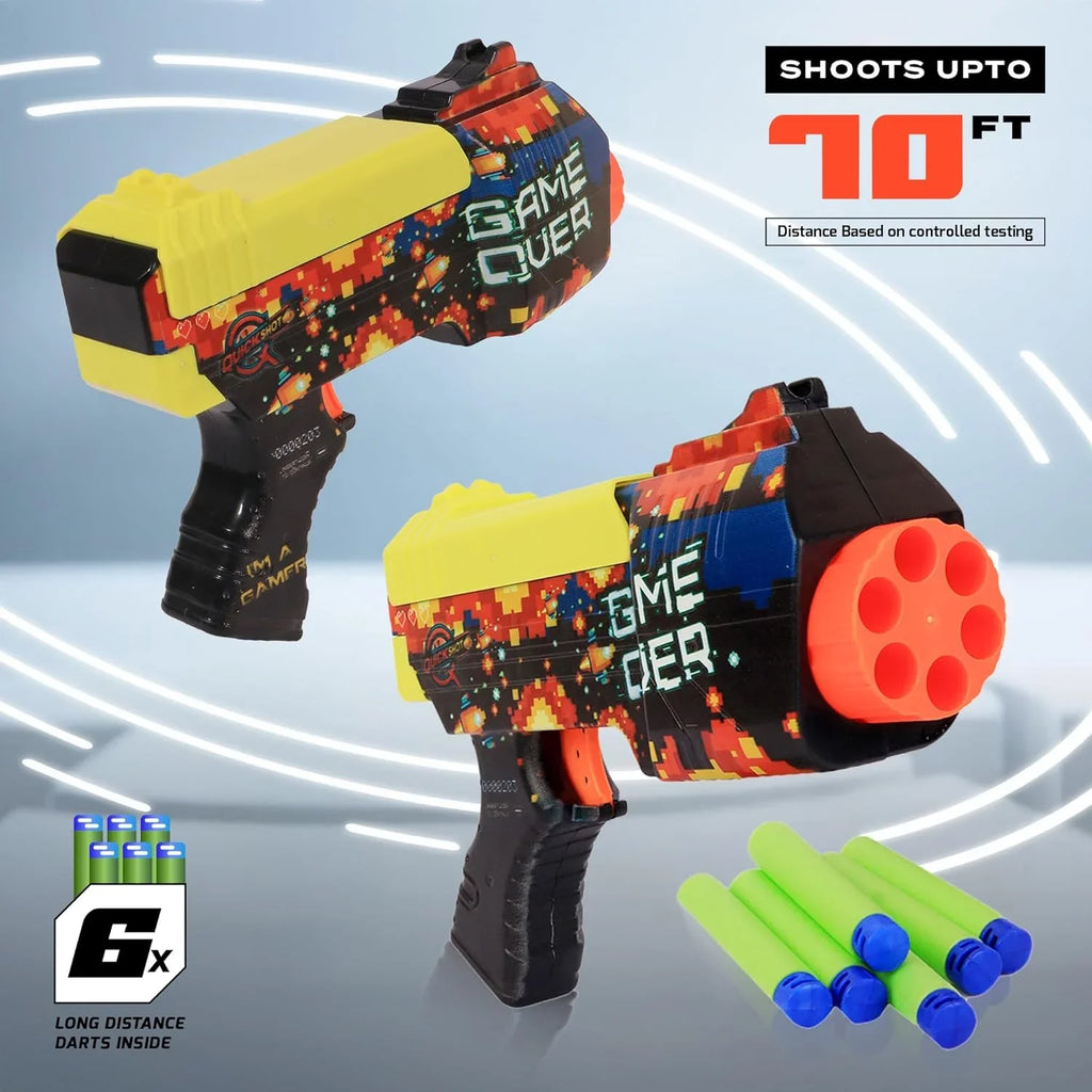Quickshot Game Over Foam Dart Blaster – 70 Ft Range Toy Gun for Kids 8+ - Naivri
