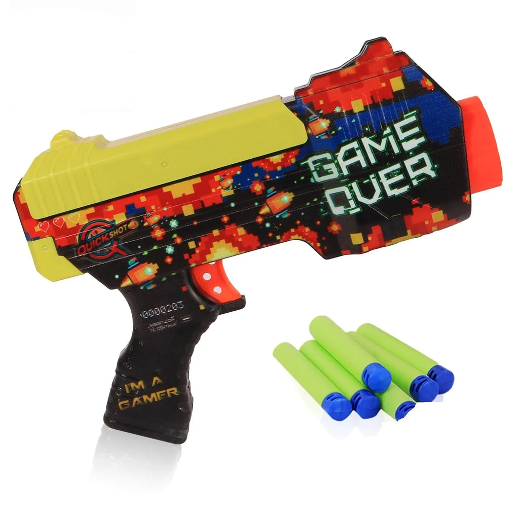 Quickshot Game Over Foam Dart Blaster – 70 Ft Range Toy Gun for Kids 8+ - Naivri