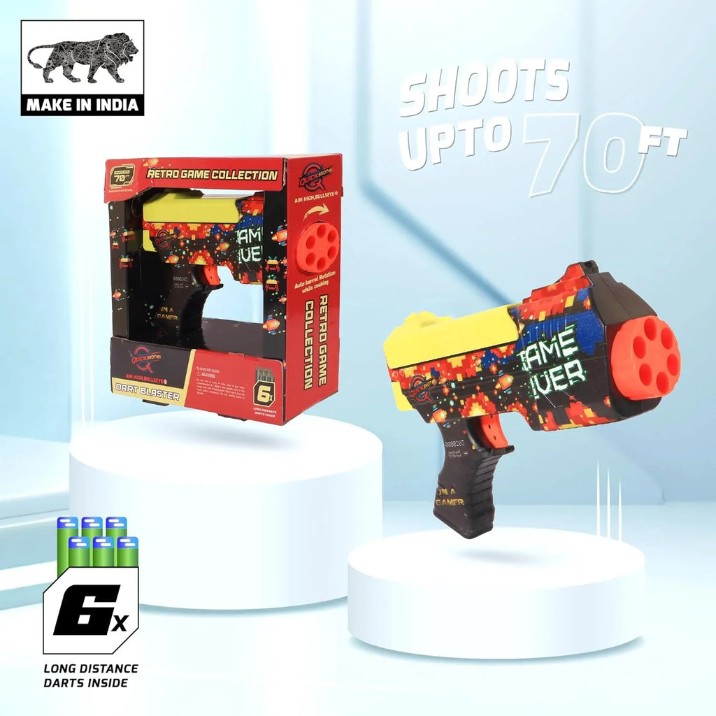 Quickshot Game Over Foam Dart Blaster – 70 Ft Range Toy Gun for Kids 8+ - Naivri