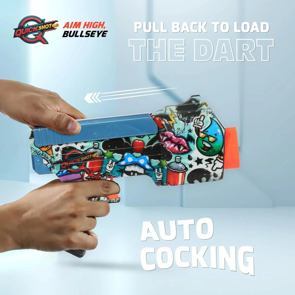Quickshot Graffiti Burst Foam Dart Blaster – 70 Ft Range Toy Gun for Kids 8+ - Naivri