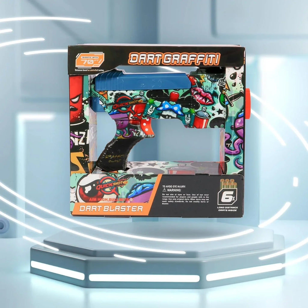 Quickshot Graffiti Burst Foam Dart Blaster – 70 Ft Range Toy Gun for Kids 8+ - Naivri