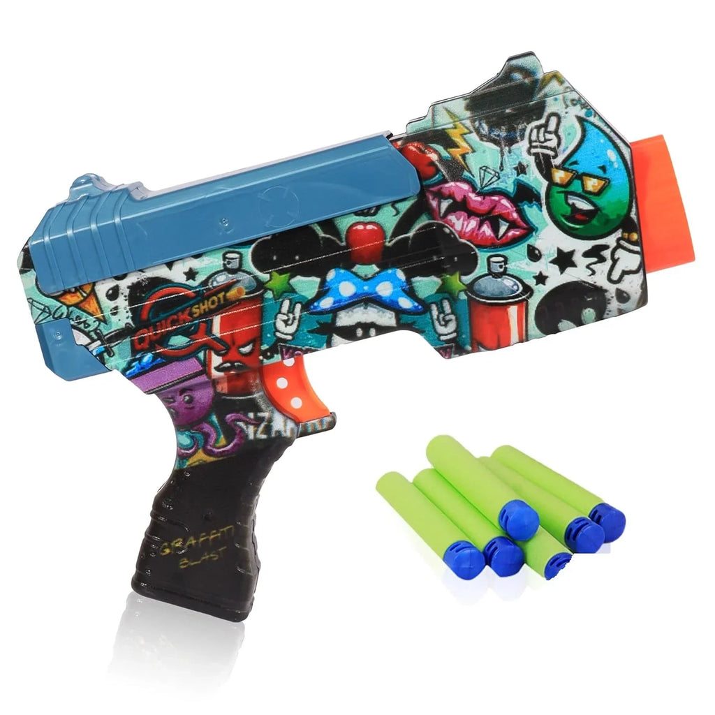 Quickshot Graffiti Burst Foam Dart Blaster – 70 Ft Range Toy Gun for Kids 8+ - Naivri