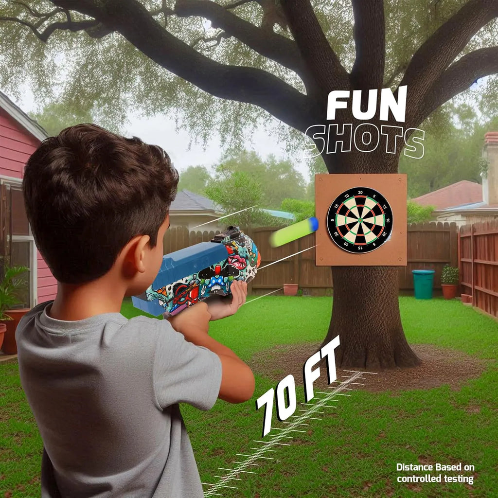 Quickshot Graffiti Burst Foam Dart Blaster – 70 Ft Range Toy Gun for Kids 8+ - Naivri