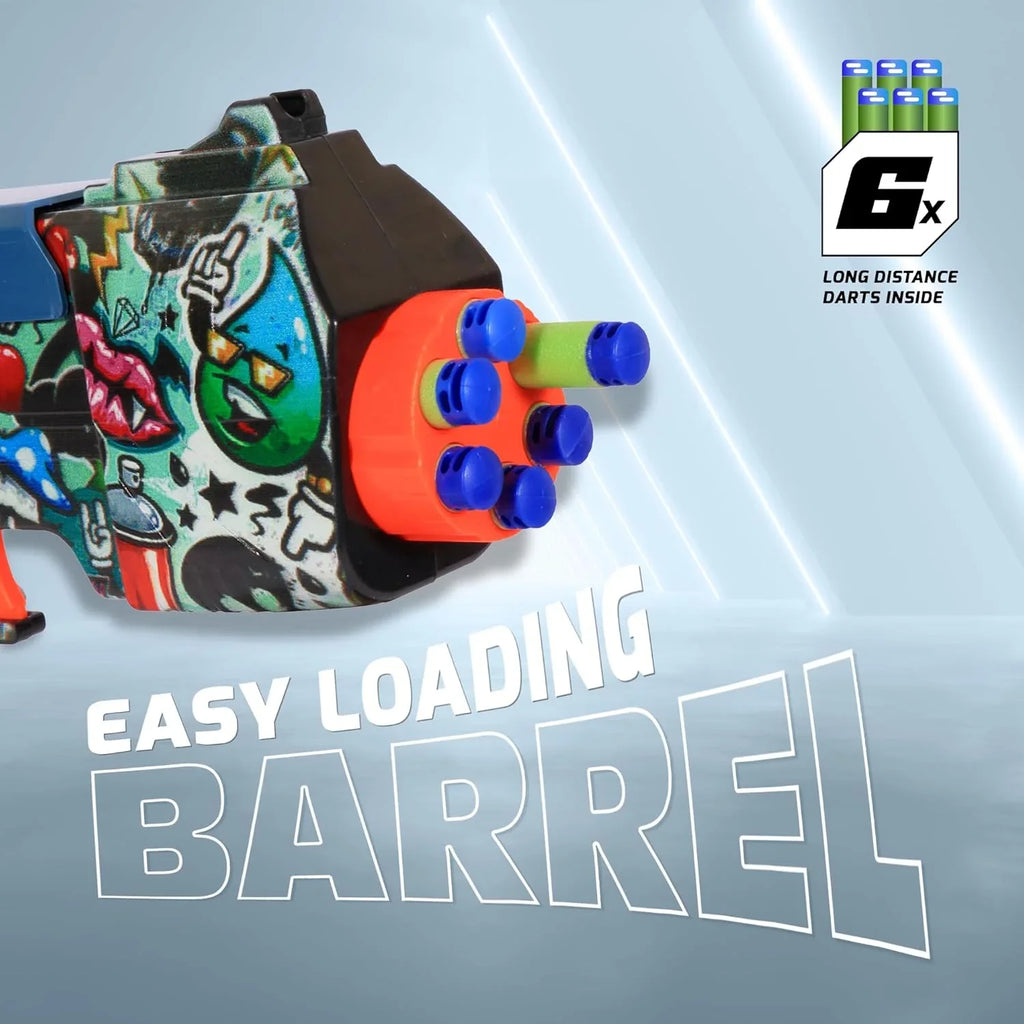 Quickshot Graffiti Burst Foam Dart Blaster – 70 Ft Range Toy Gun for Kids 8+ - Naivri