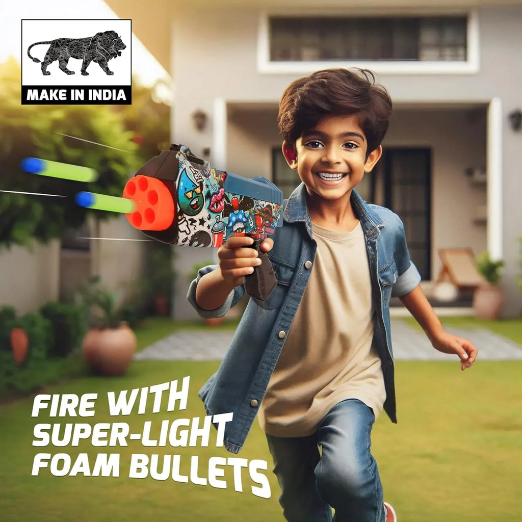 Quickshot Graffiti Burst Foam Dart Blaster – 70 Ft Range Toy Gun for Kids 8+ - Naivri