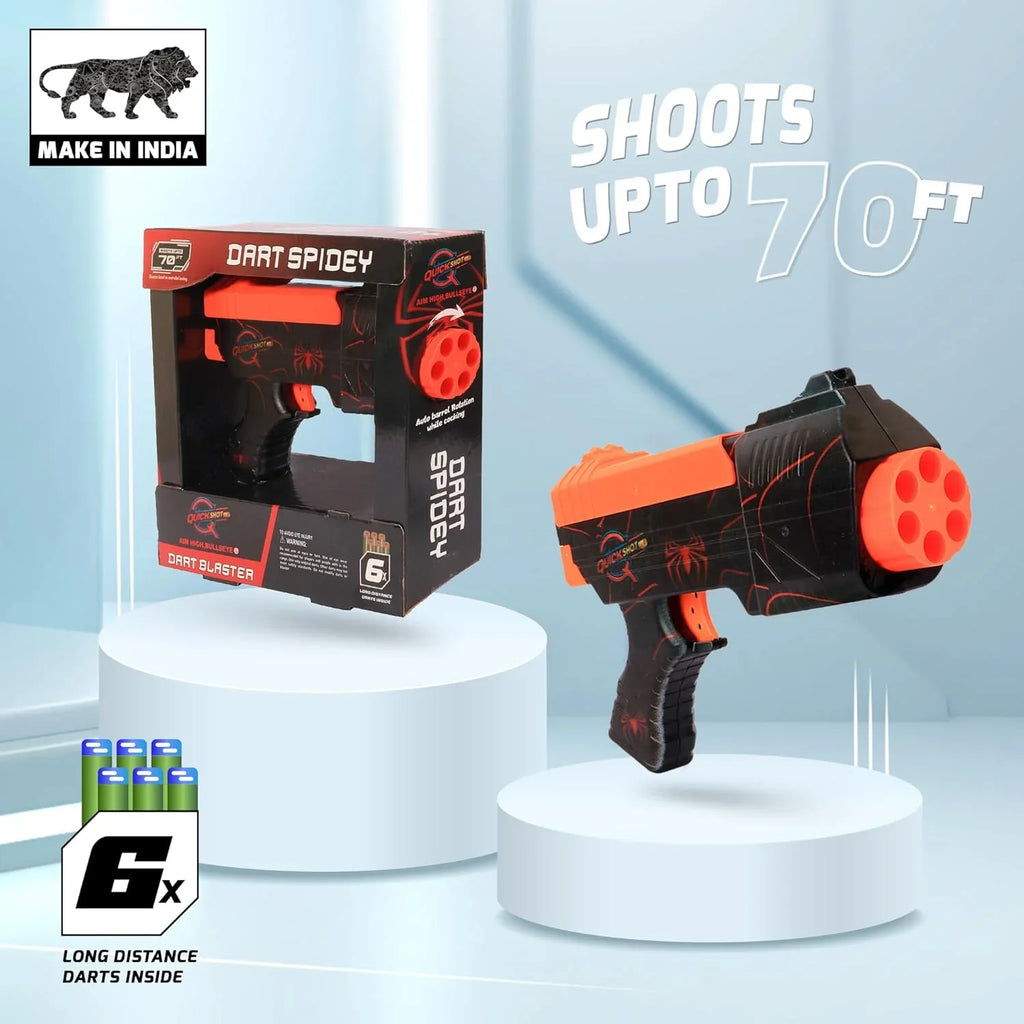 Quickshot Spidey Foam Dart Blaster – 70 Ft Power Shot Toy Gun for Kids 8+ - Naivri