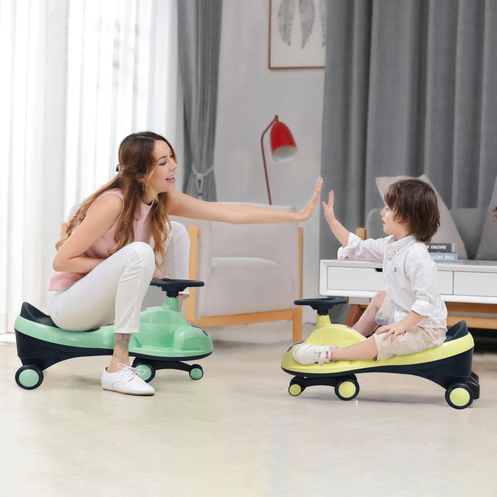 R for Rabbit Iya Iya Zippy Kids Swing Car (Sea Green) – Scratch-Free PU Wheels with ABEC 7 Bearing | Magic Ride-On Toy for Boys & Girls Age 3+ | Up to 75kg Capacity | BIS Certified - Naivri