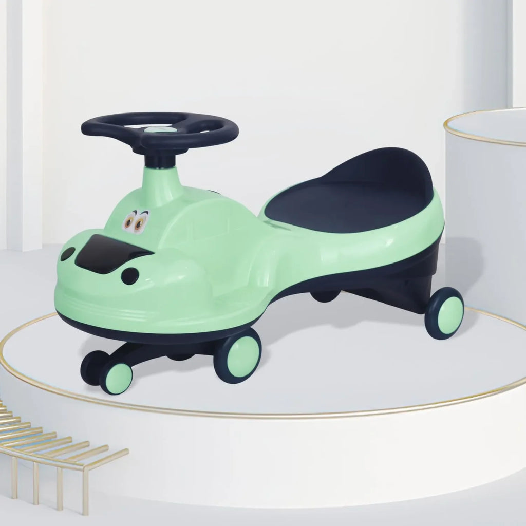 R for Rabbit Iya Iya Zippy Kids Swing Car (Sea Green) – Scratch-Free PU Wheels with ABEC 7 Bearing | Magic Ride-On Toy for Boys & Girls Age 3+ | Up to 75kg Capacity | BIS Certified - Naivri