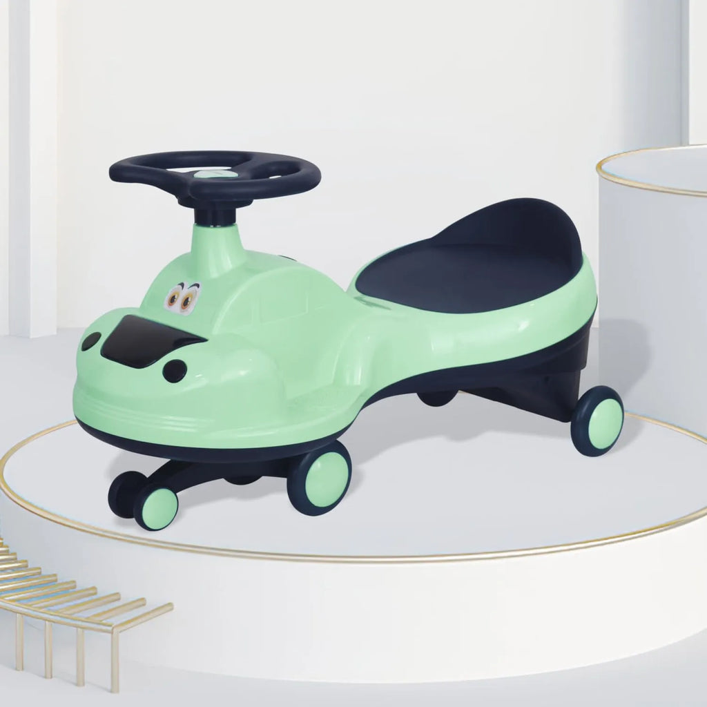 R for Rabbit Iya Iya Zippy Kids Swing Car (Sea Green) – Scratch-Free PU Wheels with ABEC 7 Bearing | Magic Ride-On Toy for Boys & Girls Age 3+ | Up to 75kg Capacity | BIS Certified - Naivri