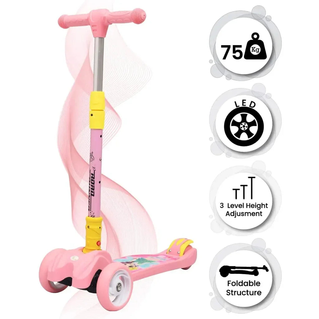 R for Rabbit Road Runner Kick Scooter for Kids | Adjustable Height | Foldable | EN71 Safety Certified | PU LED Wheels | ABEC 7 Bearings | For 3–14 Years | 75kg Capacity - Naivri