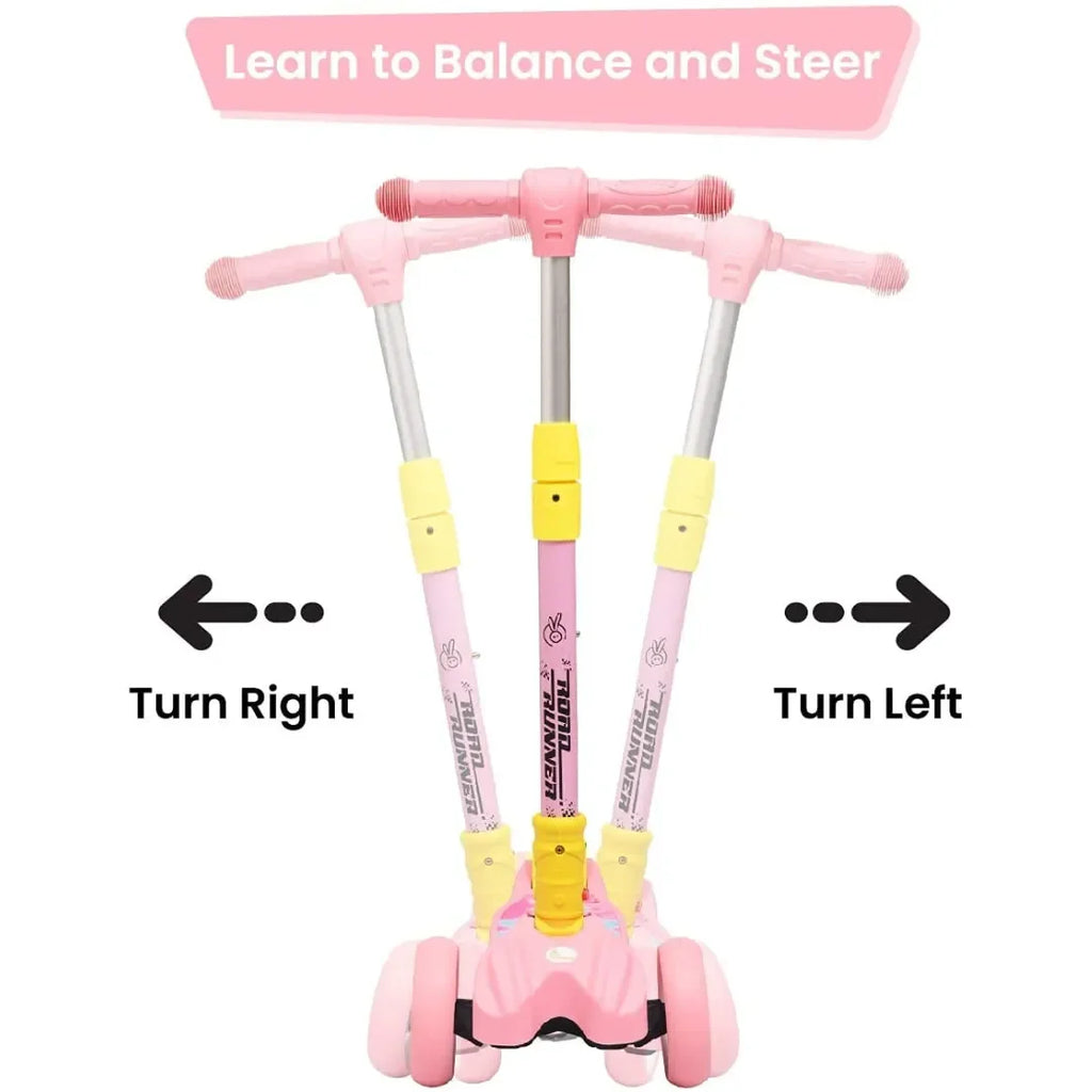 R for Rabbit Road Runner Kick Scooter for Kids | Adjustable Height | Foldable | EN71 Safety Certified | PU LED Wheels | ABEC 7 Bearings | For 3–14 Years | 75kg Capacity - Naivri