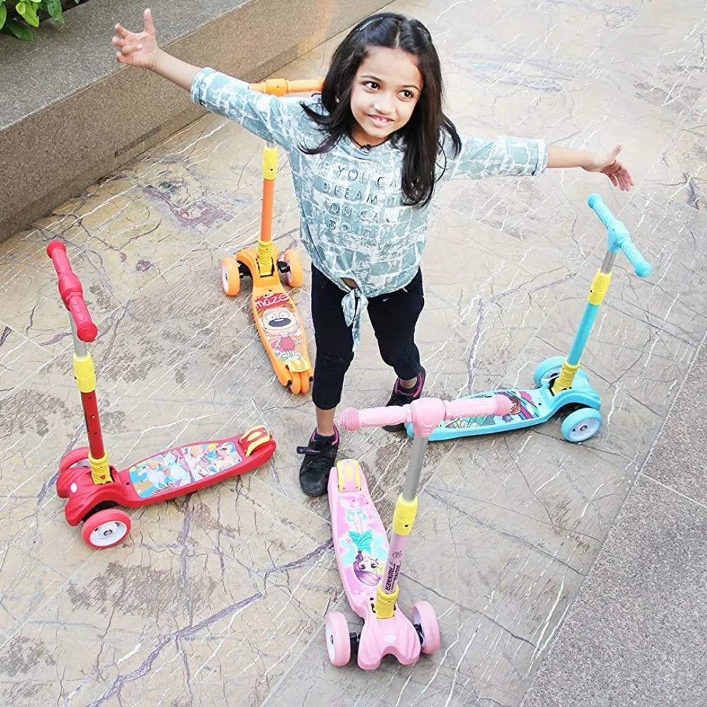 R for Rabbit Road Runner Kick Scooter for Kids | Adjustable Height | Foldable | EN71 Safety Certified | PU LED Wheels | ABEC 7 Bearings | For 3–14 Years | 75kg Capacity - Naivri