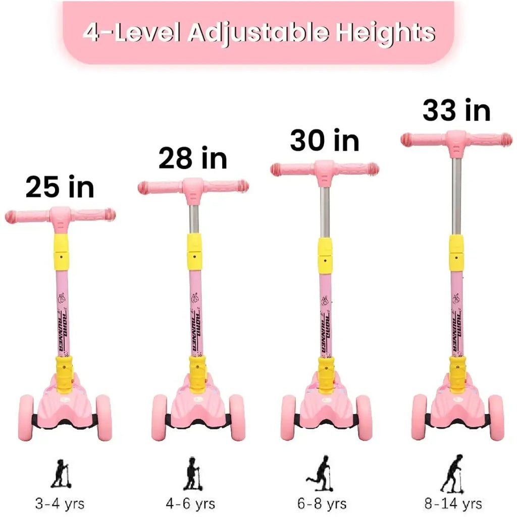 R for Rabbit Road Runner Kick Scooter for Kids | Adjustable Height | Foldable | EN71 Safety Certified | PU LED Wheels | ABEC 7 Bearings | For 3–14 Years | 75kg Capacity - Naivri