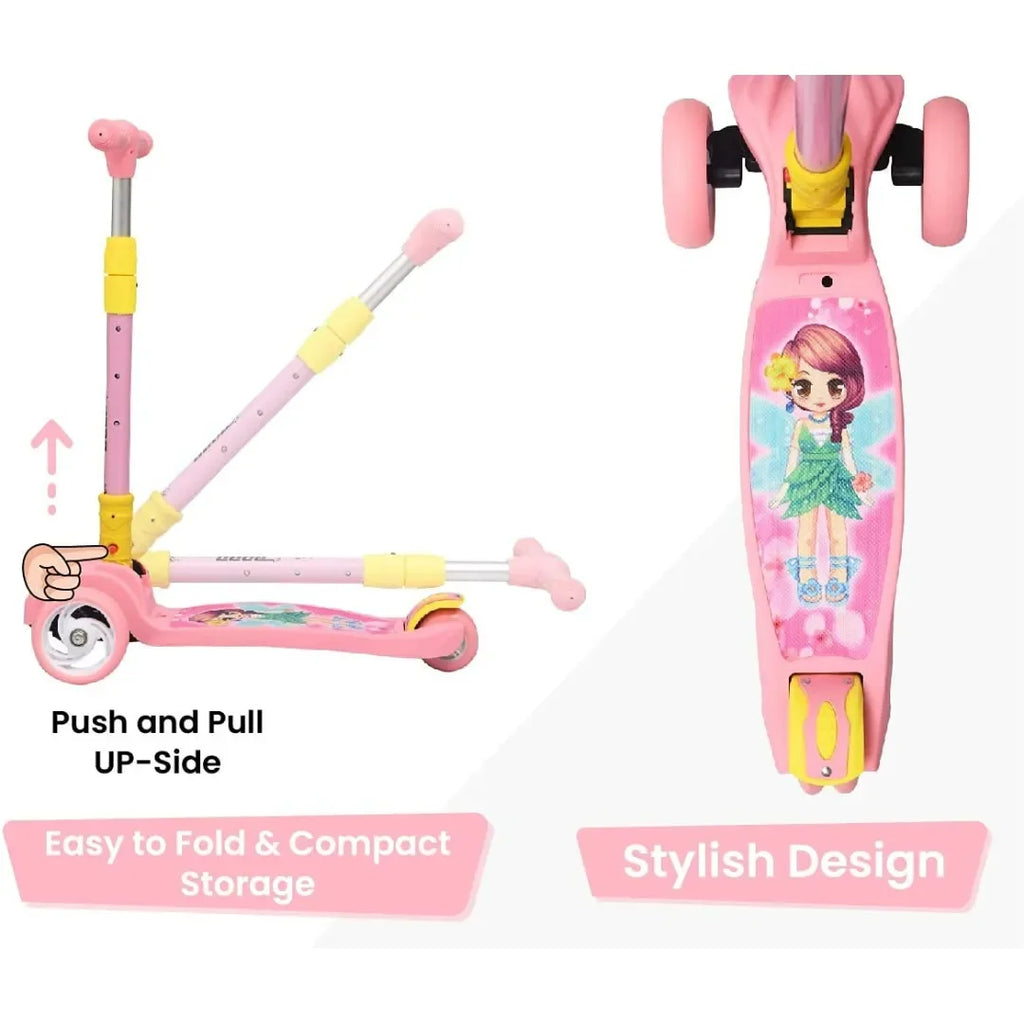 R for Rabbit Road Runner Kick Scooter for Kids | Adjustable Height | Foldable | EN71 Safety Certified | PU LED Wheels | ABEC 7 Bearings | For 3–14 Years | 75kg Capacity - Naivri