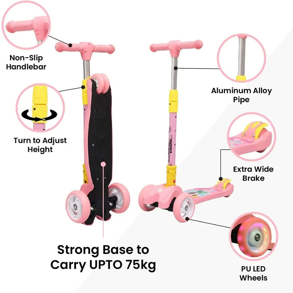 R for Rabbit Road Runner Kick Scooter for Kids | Adjustable Height | Foldable | EN71 Safety Certified | PU LED Wheels | ABEC 7 Bearings | For 3–14 Years | 75kg Capacity - Naivri