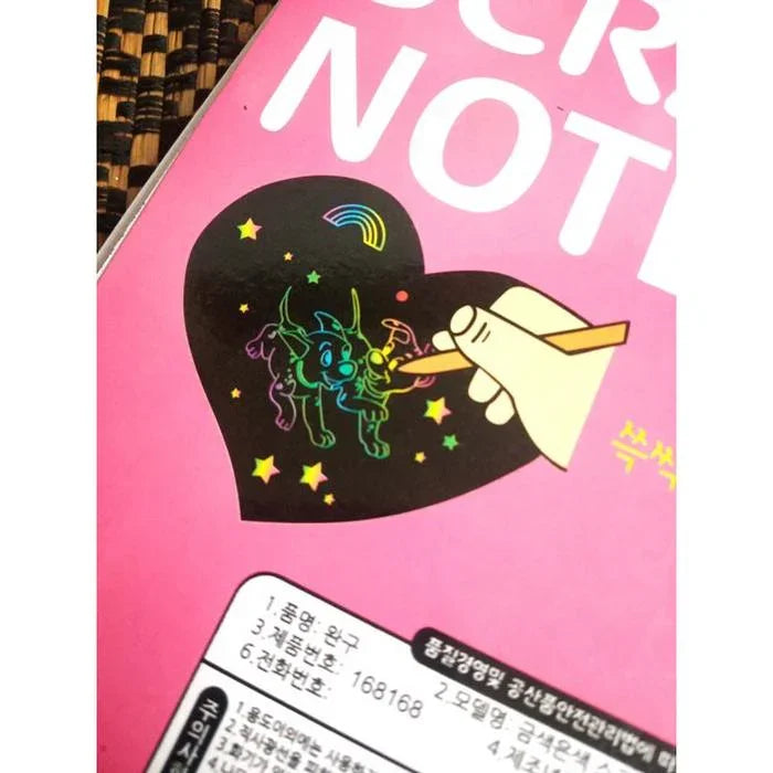 Rainbow Scratch Art Notebook – Large Black Drawing Pad with Wooden Stylus (Ages 3+) - Naivri