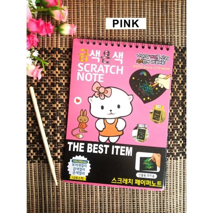 Rainbow Scratch Art Notebook – Large Black Drawing Pad with Wooden Stylus (Ages 3+) - Naivri