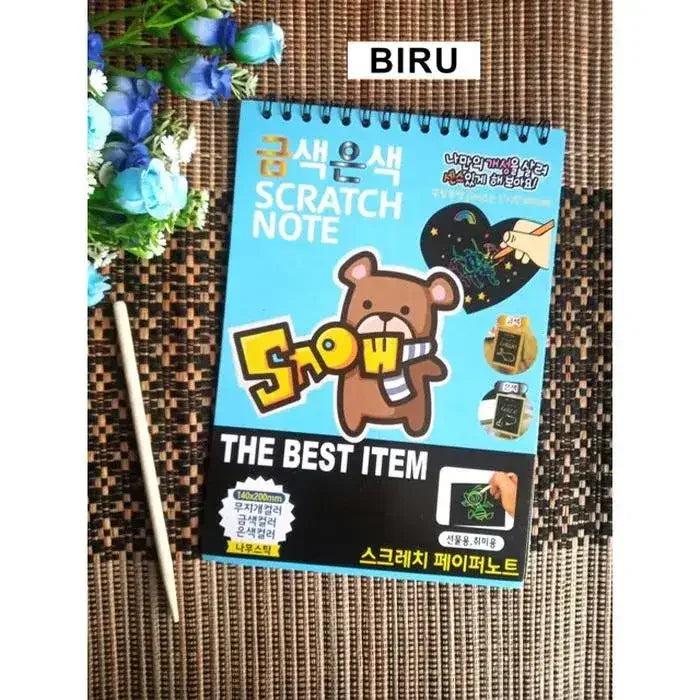 Rainbow Scratch Art Notebook – Large Black Drawing Pad with Wooden Stylus (Ages 3+) - Naivri