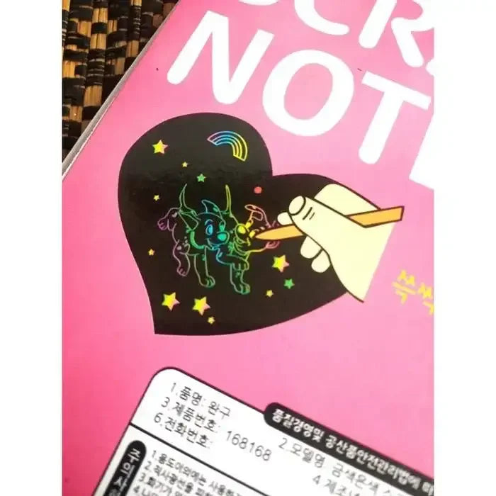 Rainbow Scratch Art Notebook – Large Black Drawing Pad with Wooden Stylus (Ages 3+) - Naivri