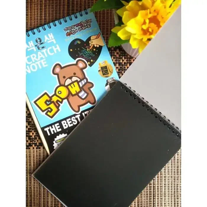 Rainbow Scratch Art Notebook – Large Black Drawing Pad with Wooden Stylus (Ages 3+) - Naivri