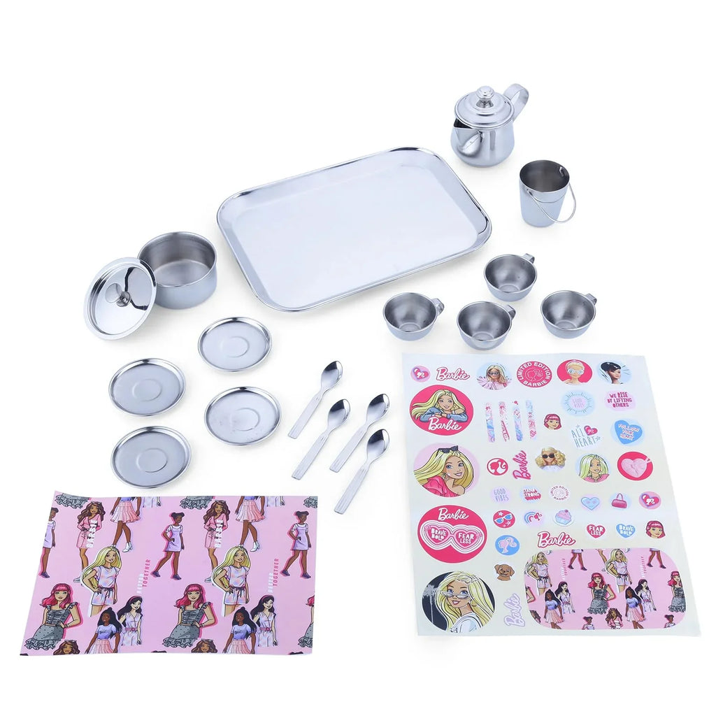 Ramson India Barbie DIY Tea Party Playset – 17-Piece Pretend Kitchen Set for Kids (3 Years+) - Naivri