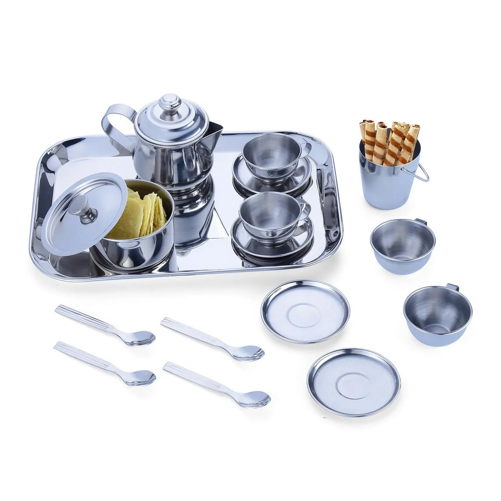 Ramson India Barbie DIY Tea Party Playset – 17-Piece Pretend Kitchen Set for Kids (3 Years+) - Naivri