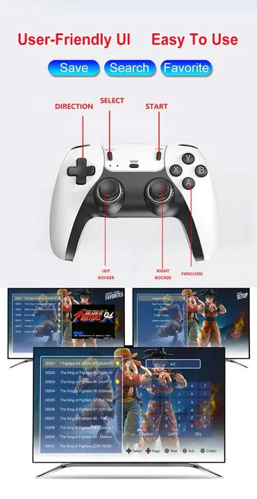 Retro Gaming Console with Game Stick, 1080p HD, Plug & Play TV Video Game Set for 2 Player, 2.4G Wireless, 10 Emulators, 24000 Games - Naivri