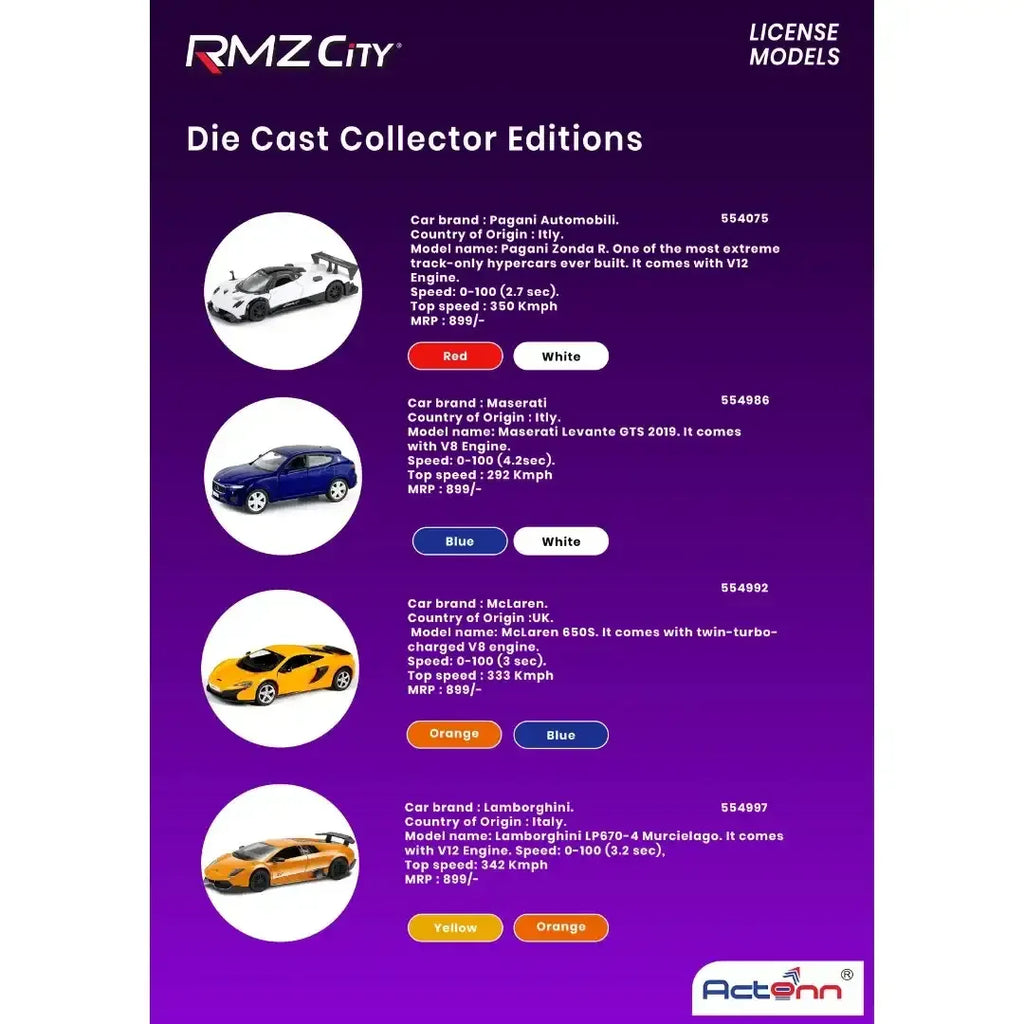 RMZ City 5-Inch (1:32 Scale) Official Licensed Die-Cast Metal Car Replicas in Original Box – Assorted Designs – Product Code: 3093 - Naivri