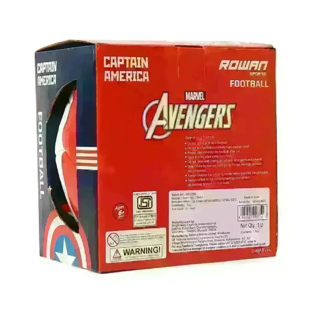 Rowan Captain America Football Size 3 – Marvel-Themed Outdoor Training Football for Kids - Naivri